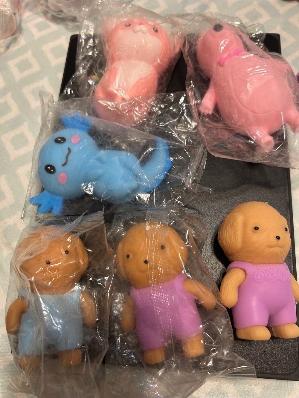 Cute Squishy Animal Toy Set - Pink, Blue, Purple, Brown, Cat Dogx3, Hipo, sala